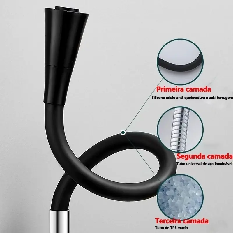 Miniatura: Torneira Gourmet Flexível Cozinha Parede preto ES