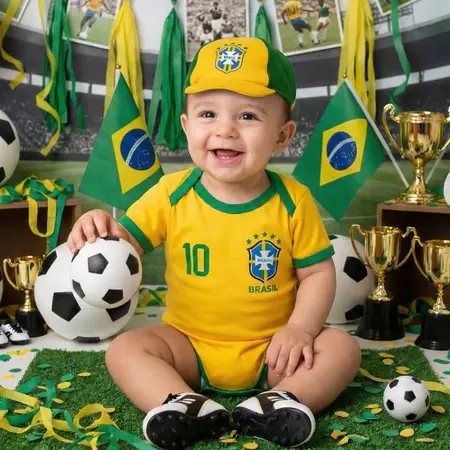 Miniatura: Body bebê mêsversário - Fantasia Infantil - Body com touca