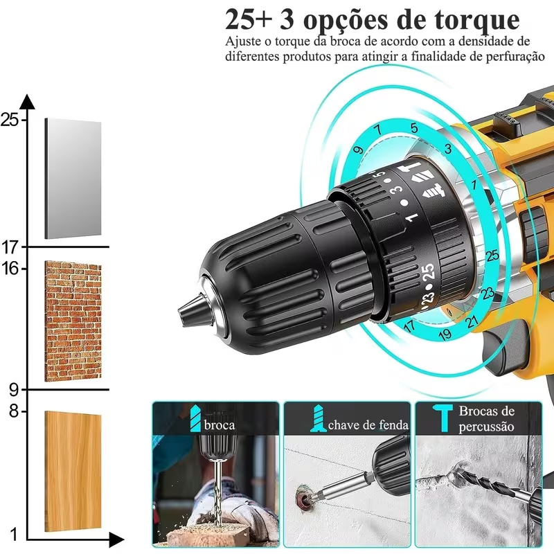 Miniatura: 21V Wireless Impact Drill with 2 Rechargeable Batteries