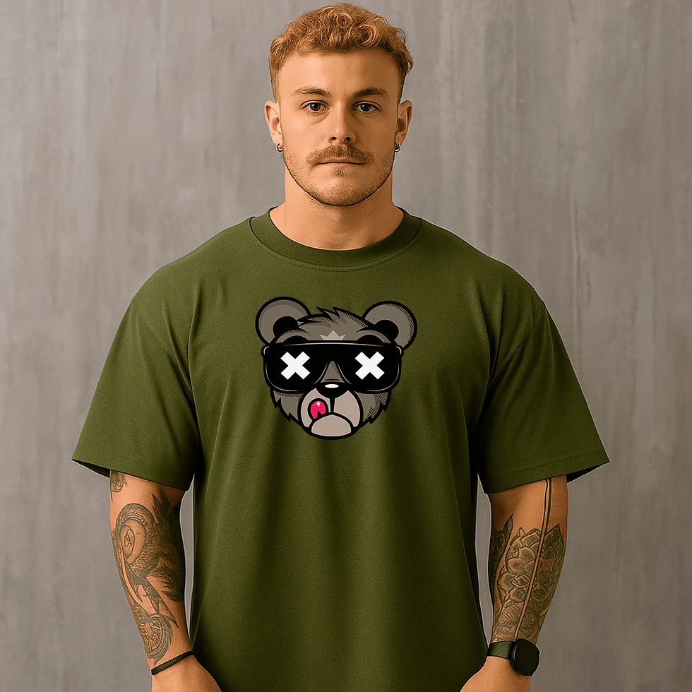 Miniatura: Men's T-shirt Cotton Short Sleeve Printed Bear Glasses Style and Comfort from P 