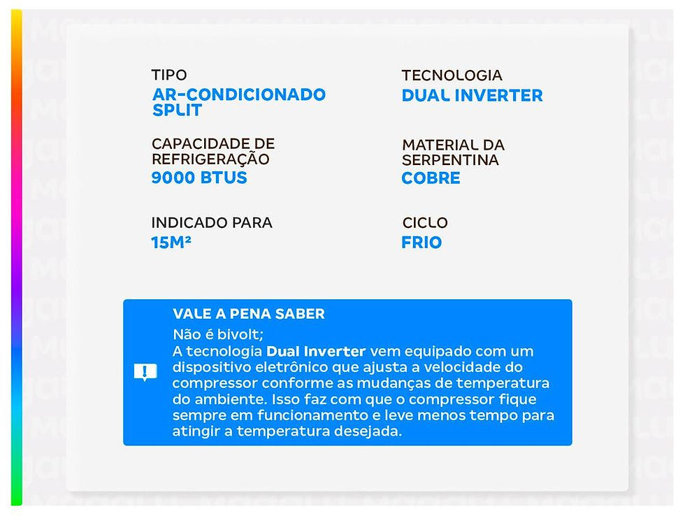 Miniatura: Air conditioning Split 9000 BTUs LG Dual Invert Cold Compact S3-Q09AAQAK - 220V