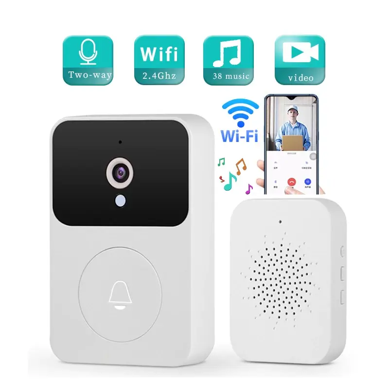 Miniatura: Campainha Com Câmera Vídeo Porteiro Sem Fio Wi-Fi HD Inteligente Smart Home Vê P