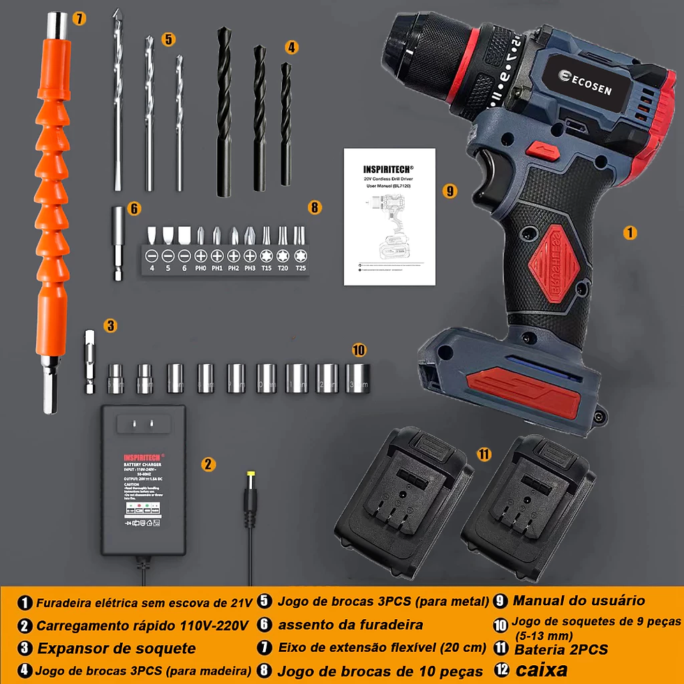 Miniatura: Brushless 16.8V Wireless Screw Drill with 2 Batteries, Complete Kit for DIY and 