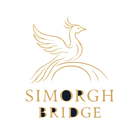 Simorgh Foundation Logo with Simorgh Bridge text under it in gold