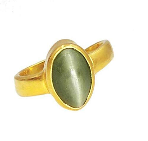 Thumbnail: Cats Eye (Lehsunia) 5.25 ratti with five metal ring