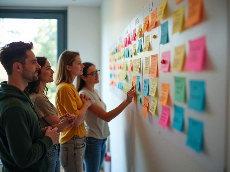Close-up view of a whiteboard with Agile sprint planning notes