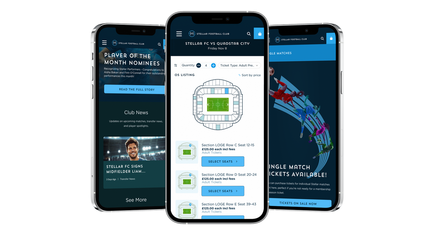 Final prototype mockup on iPhone 12 showing fan dashboard and membership UI.