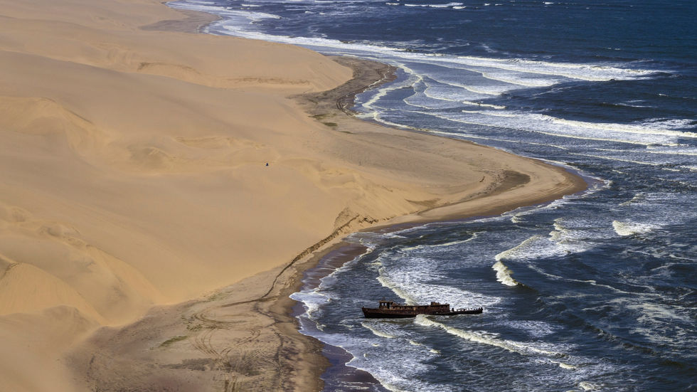 Shipwrecks seen from the Namibian coast