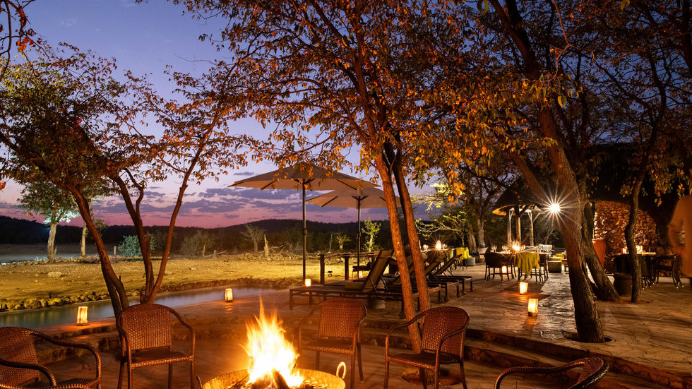 Ongava Tented camp fireside dining