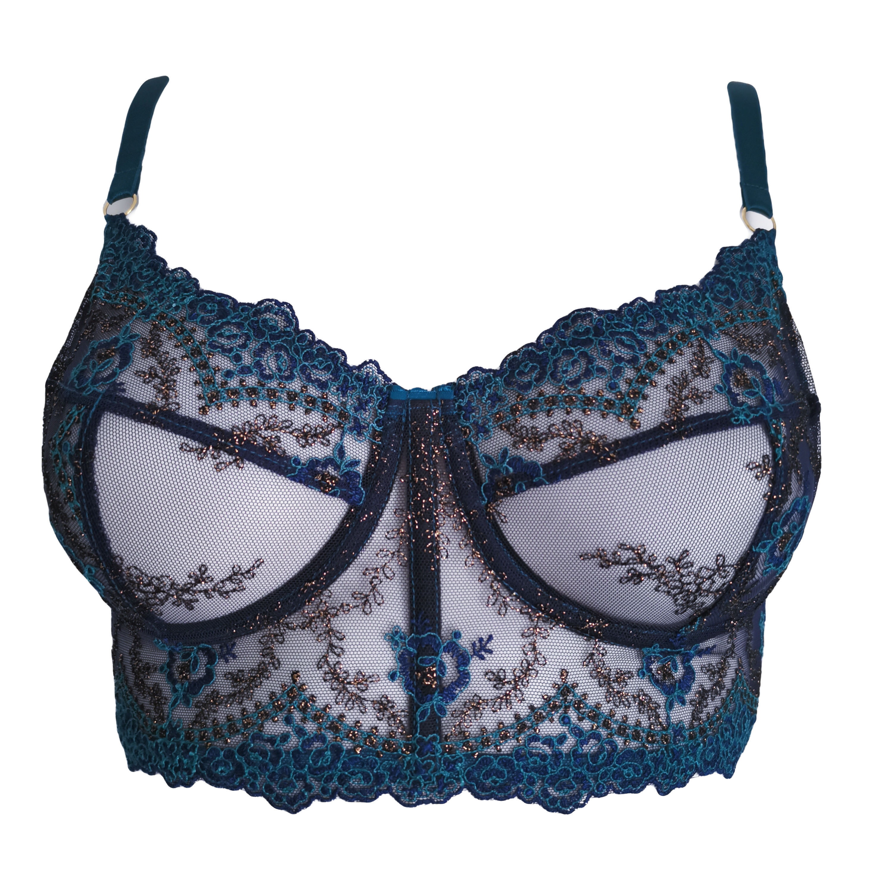 Teal Gold Demi-Cup Bra