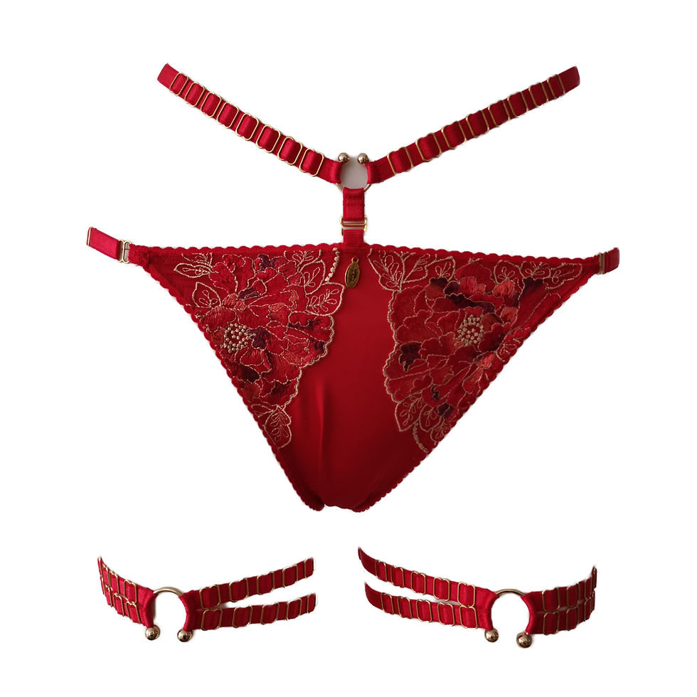 Thumbnail: Lady in Red Briefs with detachable waist strap