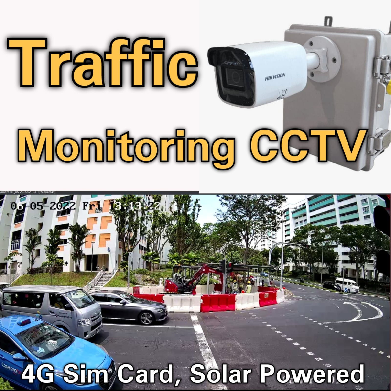 Standalone Traffic Flow Monitoring Camera | LTA Analysis Remote 4G Solar CCTV Si