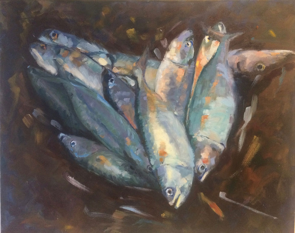 Retour de pêche 55 x 45 cm