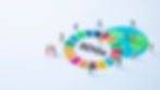 Miniature figures encircle a colorful SDGs logo on white background, symbolizing global unity and cooperation.