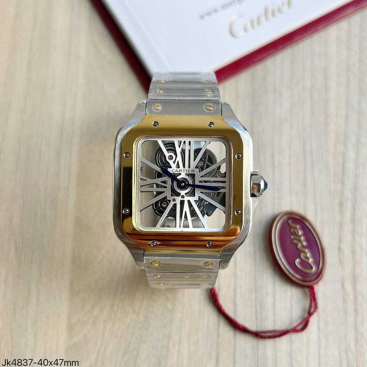 Cartier Santos Esqueleto Prata e Dourado