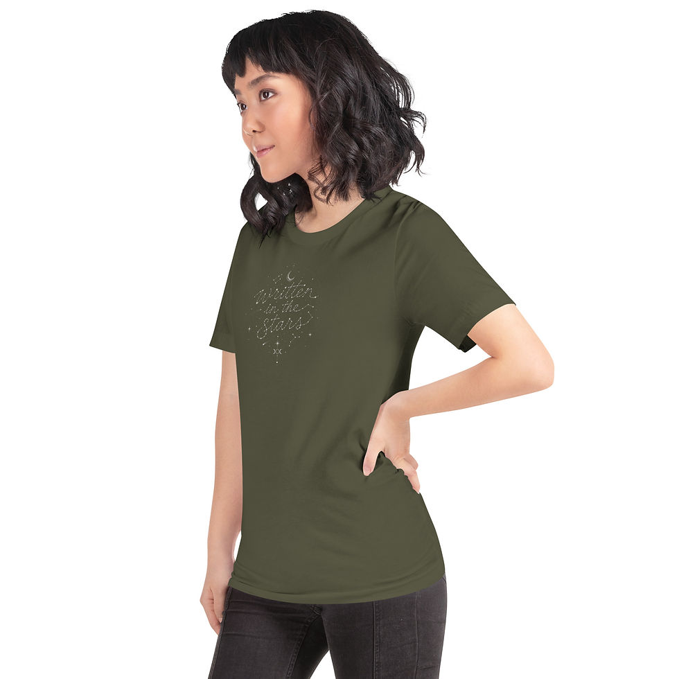 Thumbnail: Written in the stars (angel wings, white image) - Unisex t-shirt