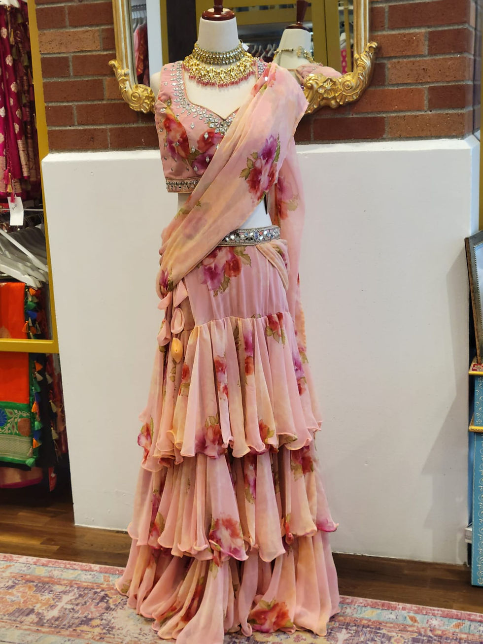 Thumbnail: Pre-made floral saree 