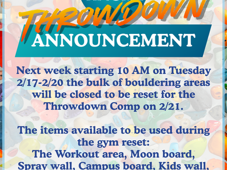 Partial Gym Closure 2/17-2/20