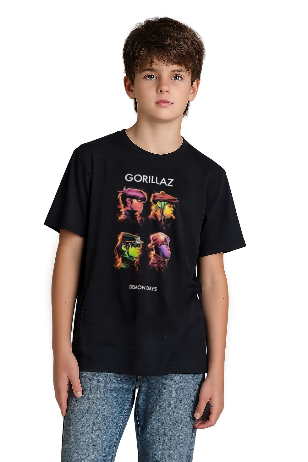 Jeune garçon en t-shirt noir Gorillaz