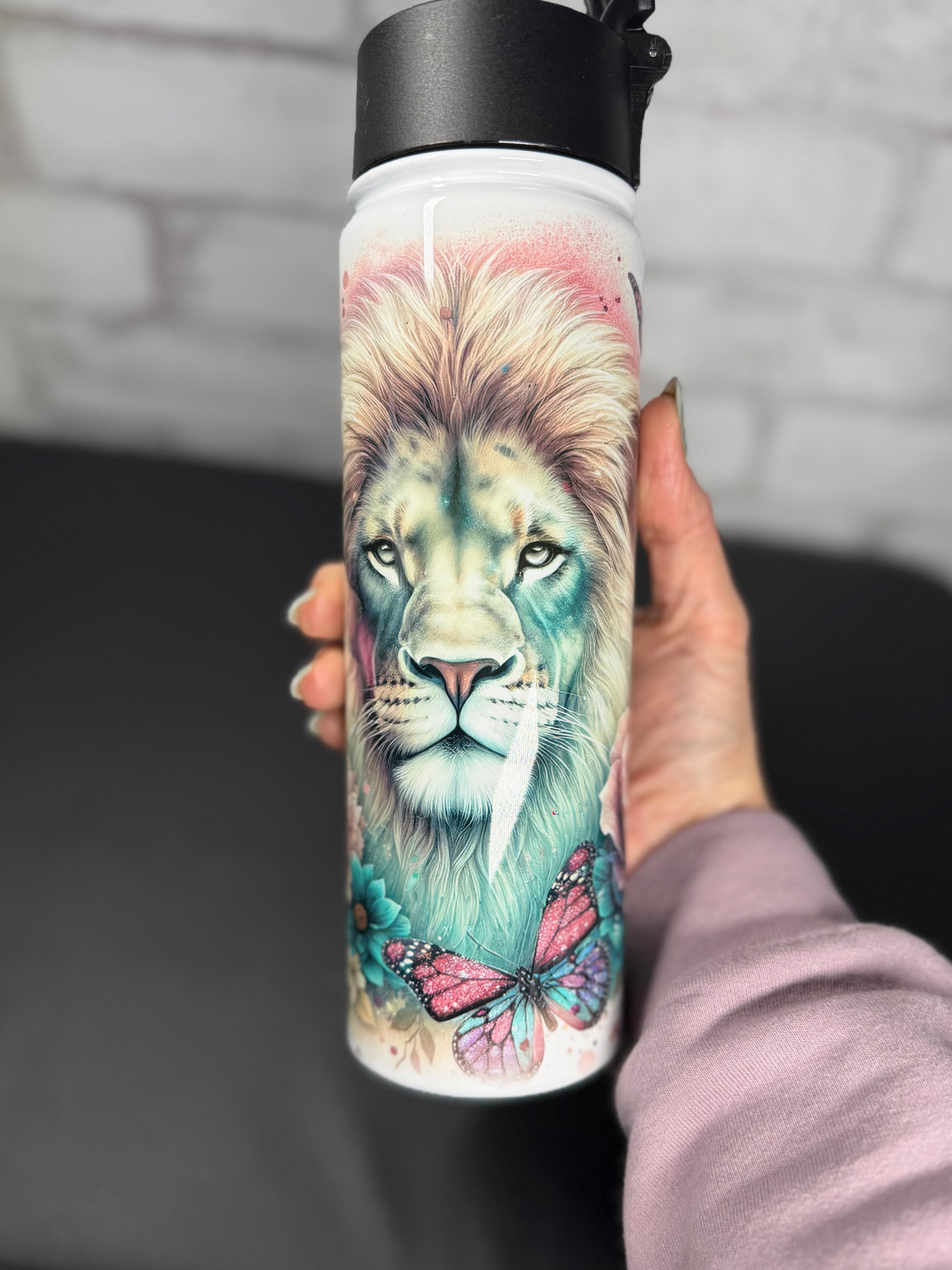 Bouteille Isotherme 20 oz - Lion et papillons
