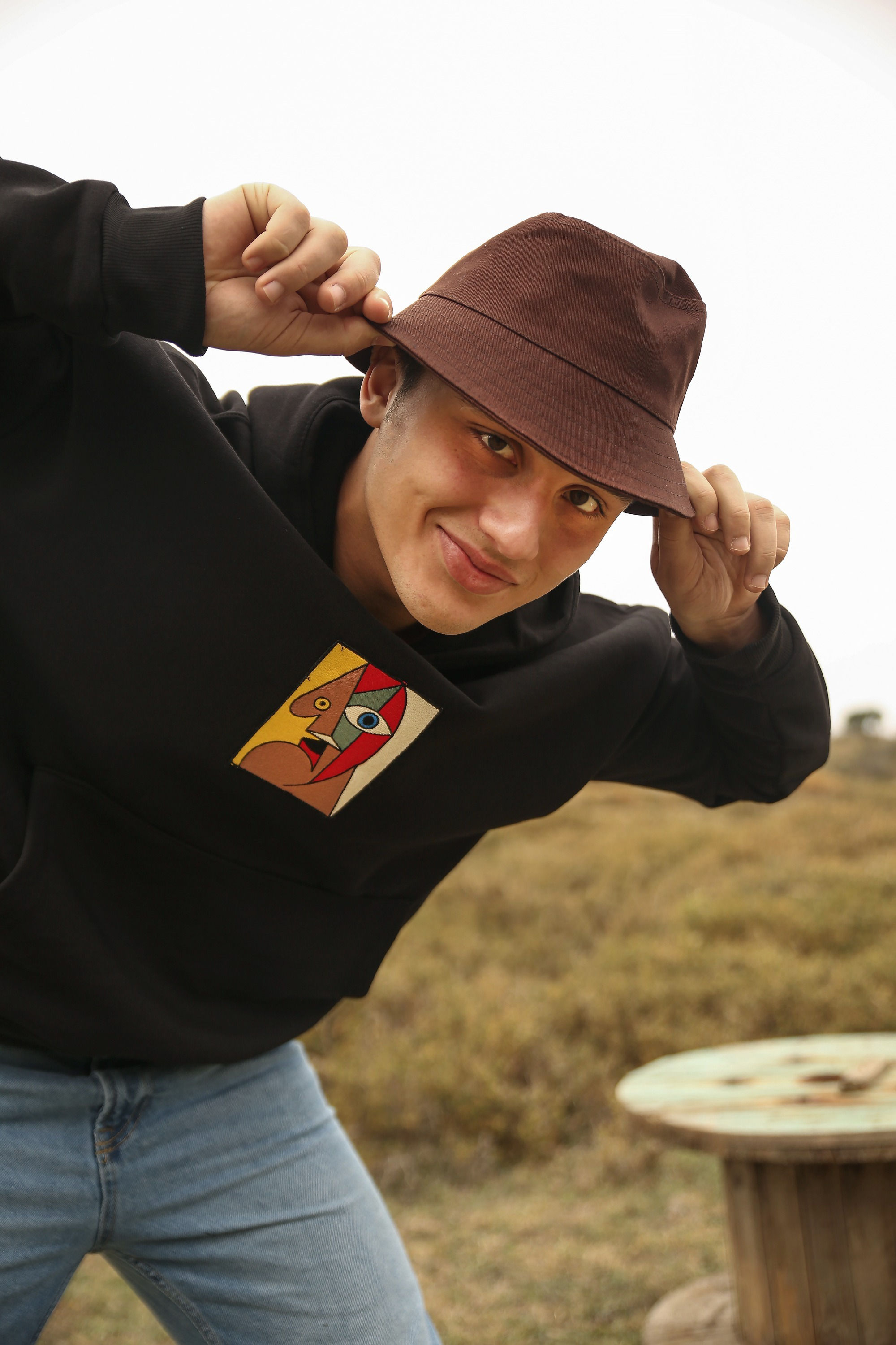 Siyah Oversize Unisex Picasso Nakışlı Sweatshirt