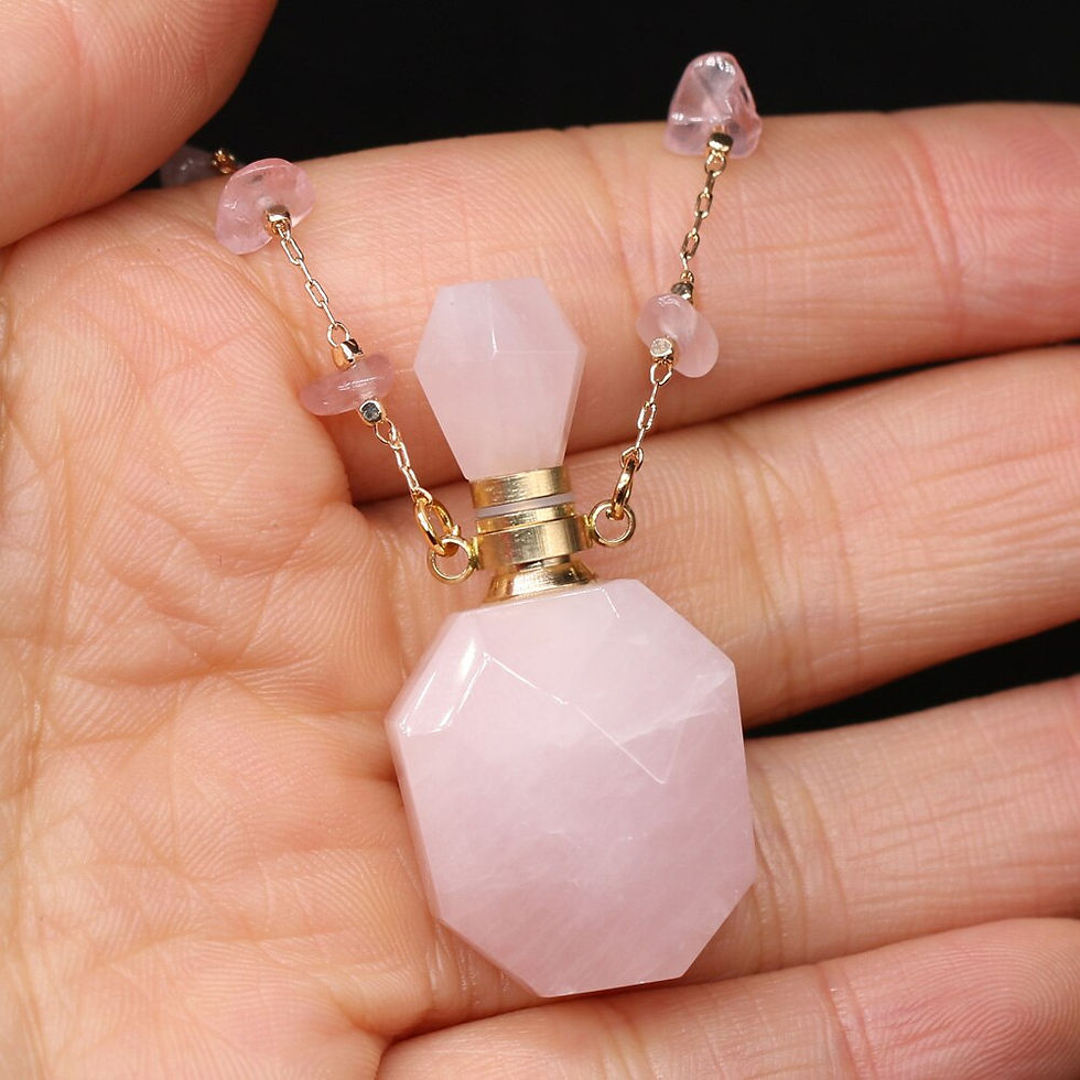 Thumbnail: Natural Pink Quartz Pendant Stone Perfume Bottle Necklace/Pendant