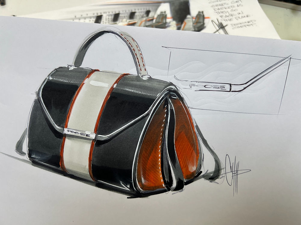 Design sketch of a bespoke leather bag