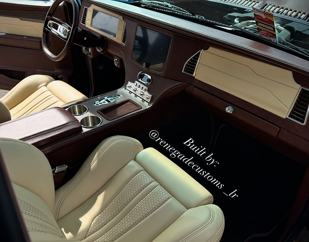 Custom tan interior of 1977 Blazer by Renegade Customs