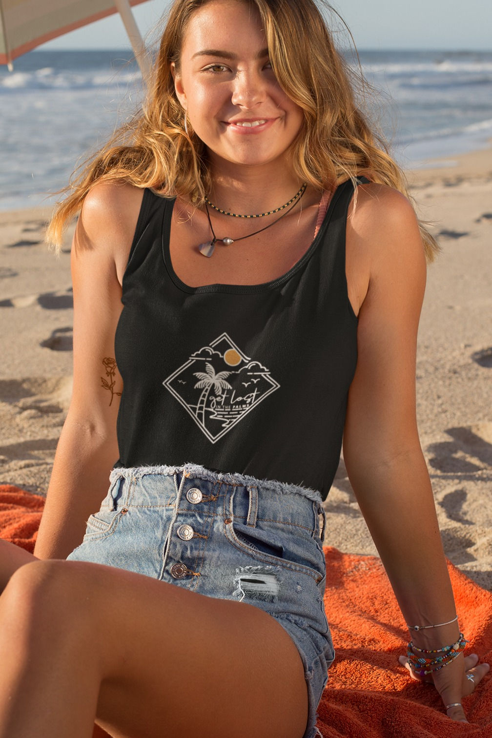 Get Lost in the Palm White - Racerback Tank