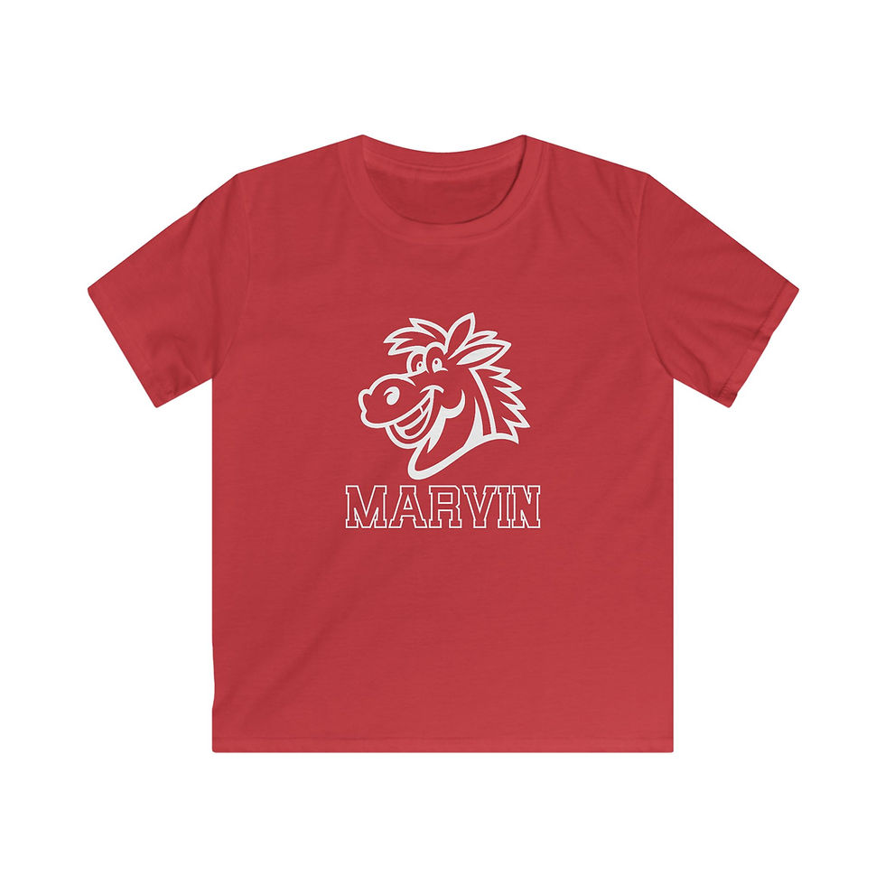 Thumbnail: Marvin Elementary - Marty The Mustang Outline Youth Gildan T-Shirt