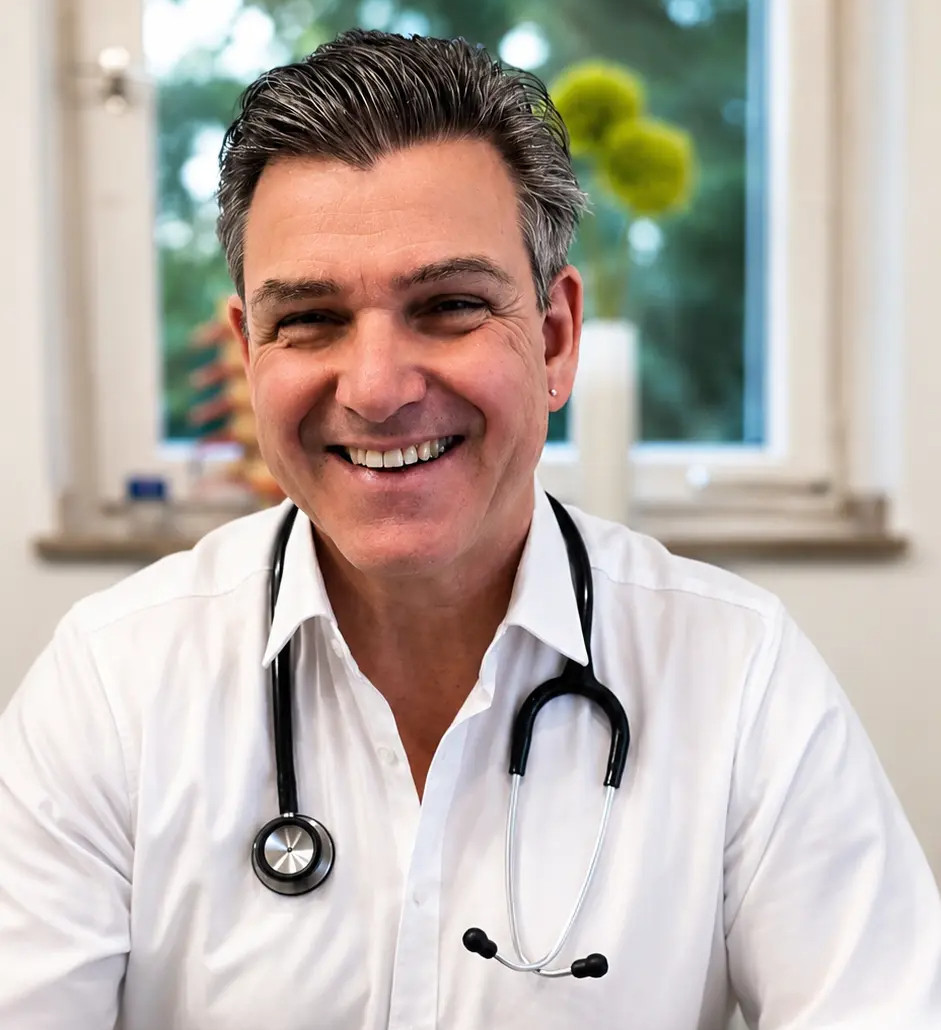 Dr. Axel Ungerland in seiner Hausarztpraxis in Langenfeld