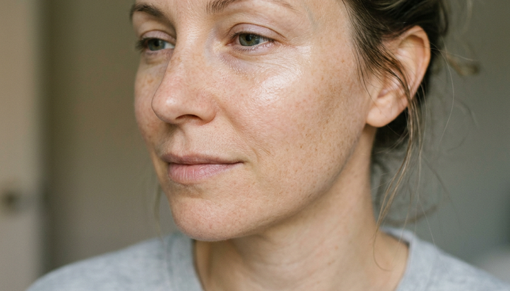 Close-up view of a calm eye area with healthy skin texture