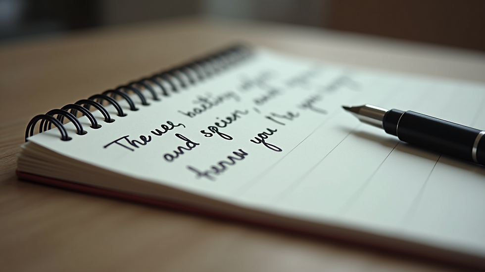 Close-up view of a therapist’s notebook with handwritten notes and a pen
