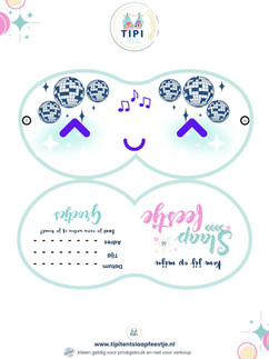 Slaapmasker uitnodiging Disco