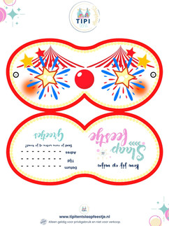 Slaapmasker uitnodiging Circus