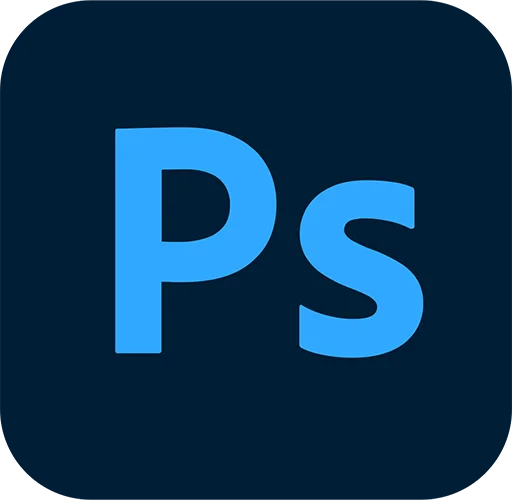 Logo de Adobe Photoshop, usado para ajustes finales, texturas o composiciones en impresión 3D