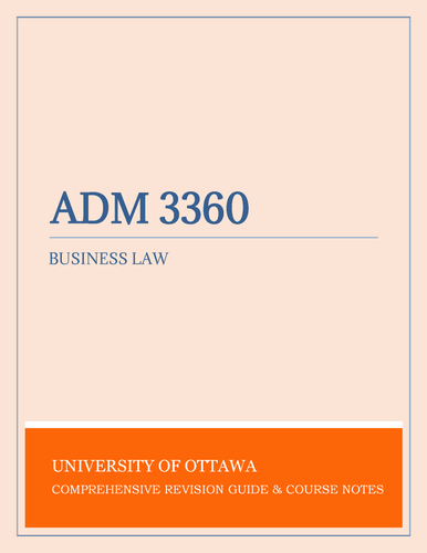 Adm 3360 Business Law 55 Pages University Of Ottawa Adm 3360 Business Law 55 Pages University Of Ottawa