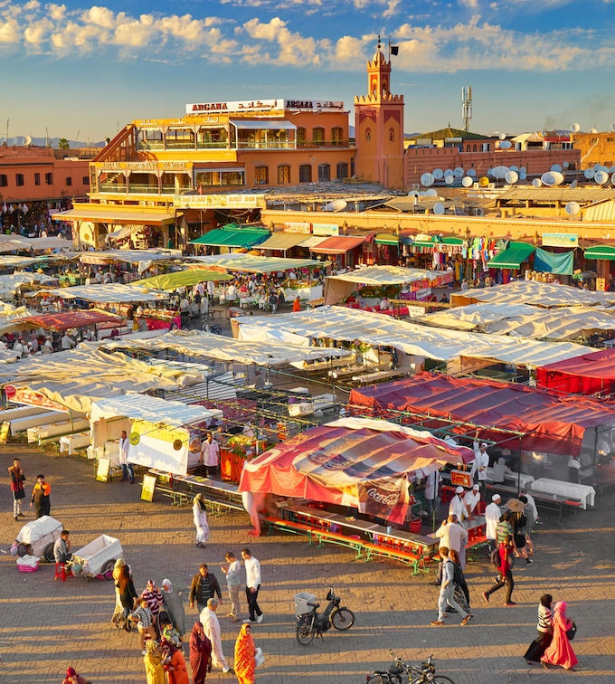 Marrakech's fascinating Djemaa El Fna market. Photo: Alamy Stock Photo