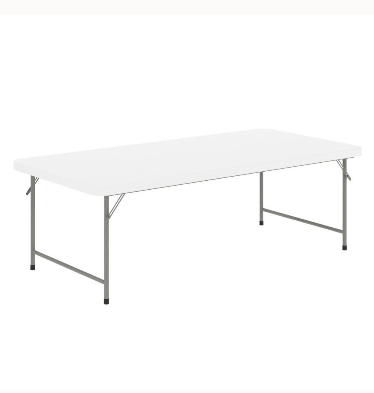White Kids’ Rectangular Table with folding metal legs.