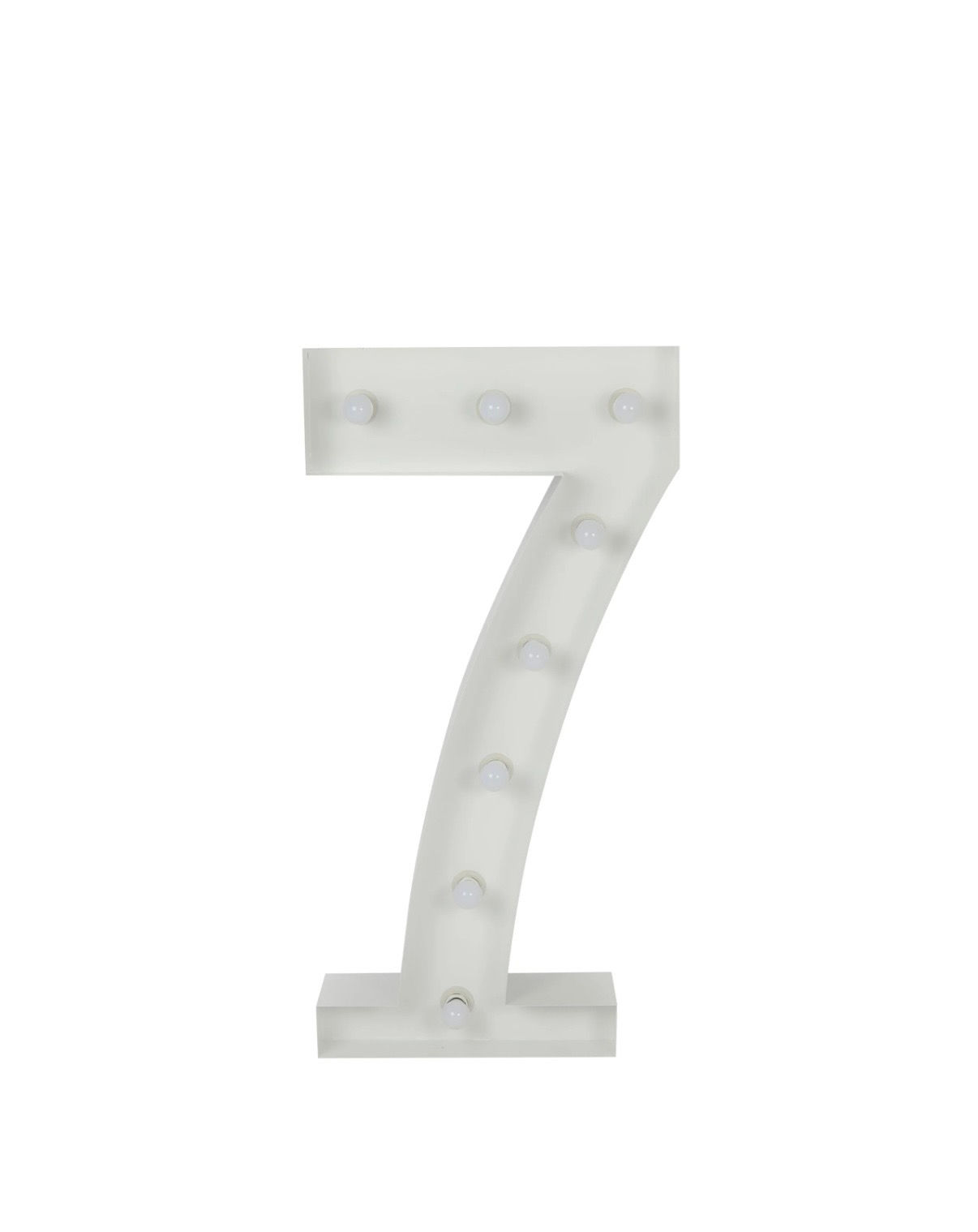 Large white number 7 marquee light for event rentals