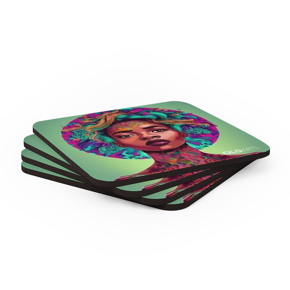 Thumbnail: Black Nouveau Woman -Designer Coaster Set