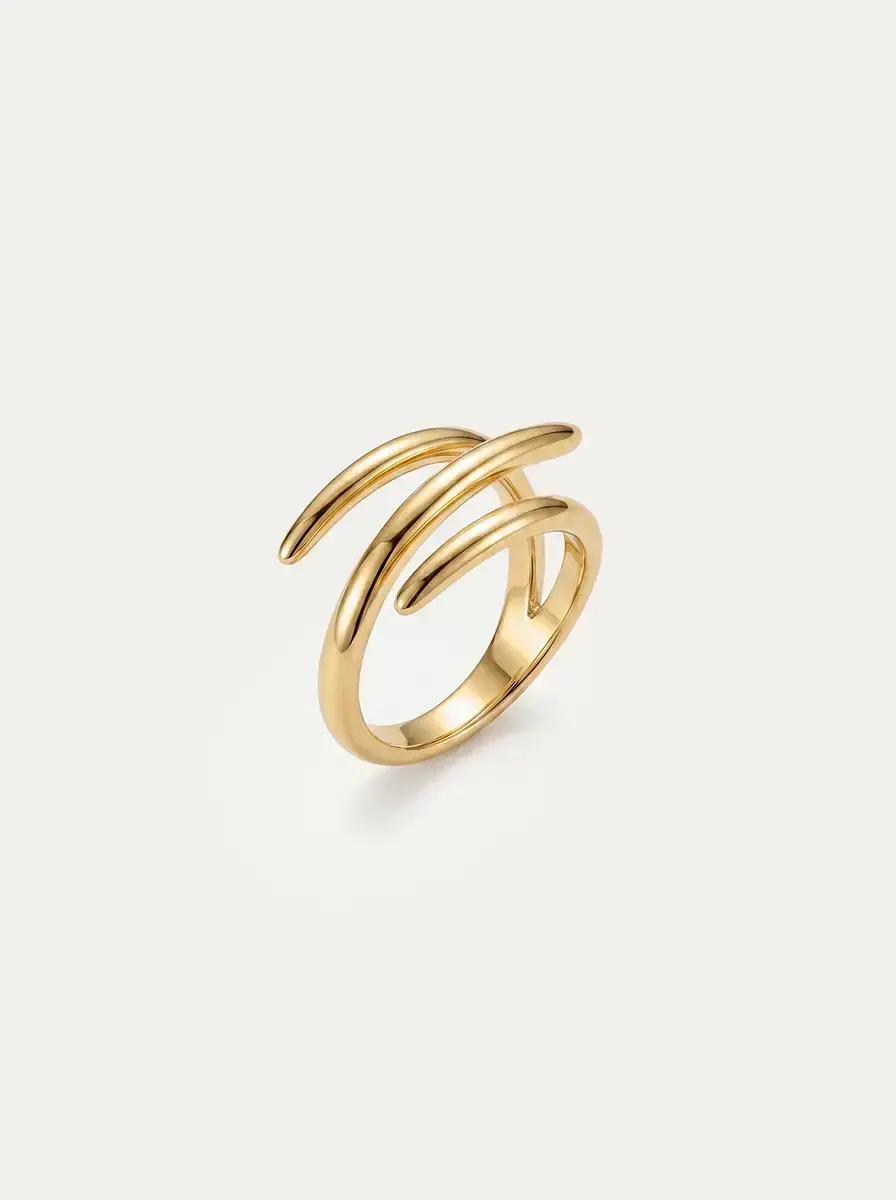Anti-tarnish 24k gold ring, The Claw Ring — June Gold Forming™