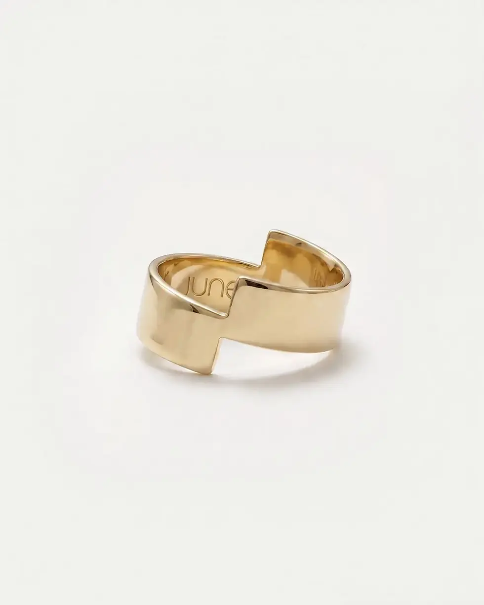 Thumbnail: Half & Half Ring anti-tarnish 24k gold ring, close-up detail — June Gold Forming™