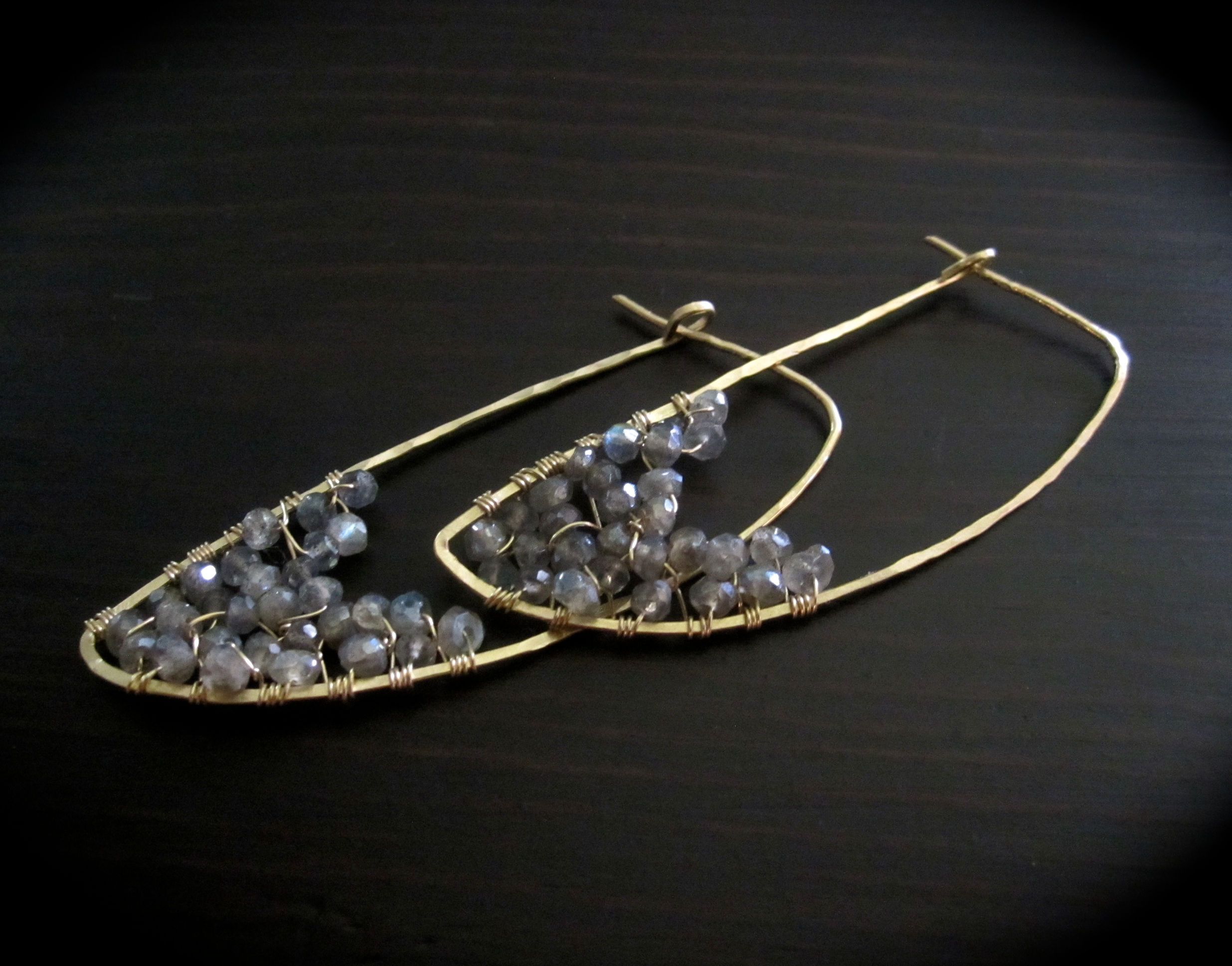 Crescent Earrings in Labradorite