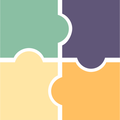 four puzzle pieces fit together