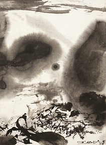 Zao Wou-Ki - Sans titre, 1975 - encre sur papier - 18,3 x 13,2 cm. ©Bertrand Michau. Court