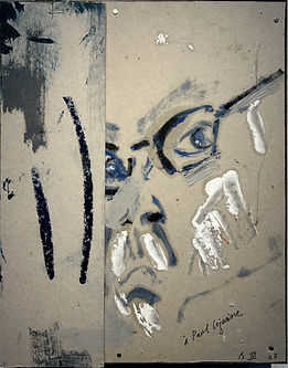 Pierre Buraglio, hommage à Cézanne, peinture sur carton, 27 x 22 cm, ©Bertrand Michau, Galerie Berthet-Aittouarès