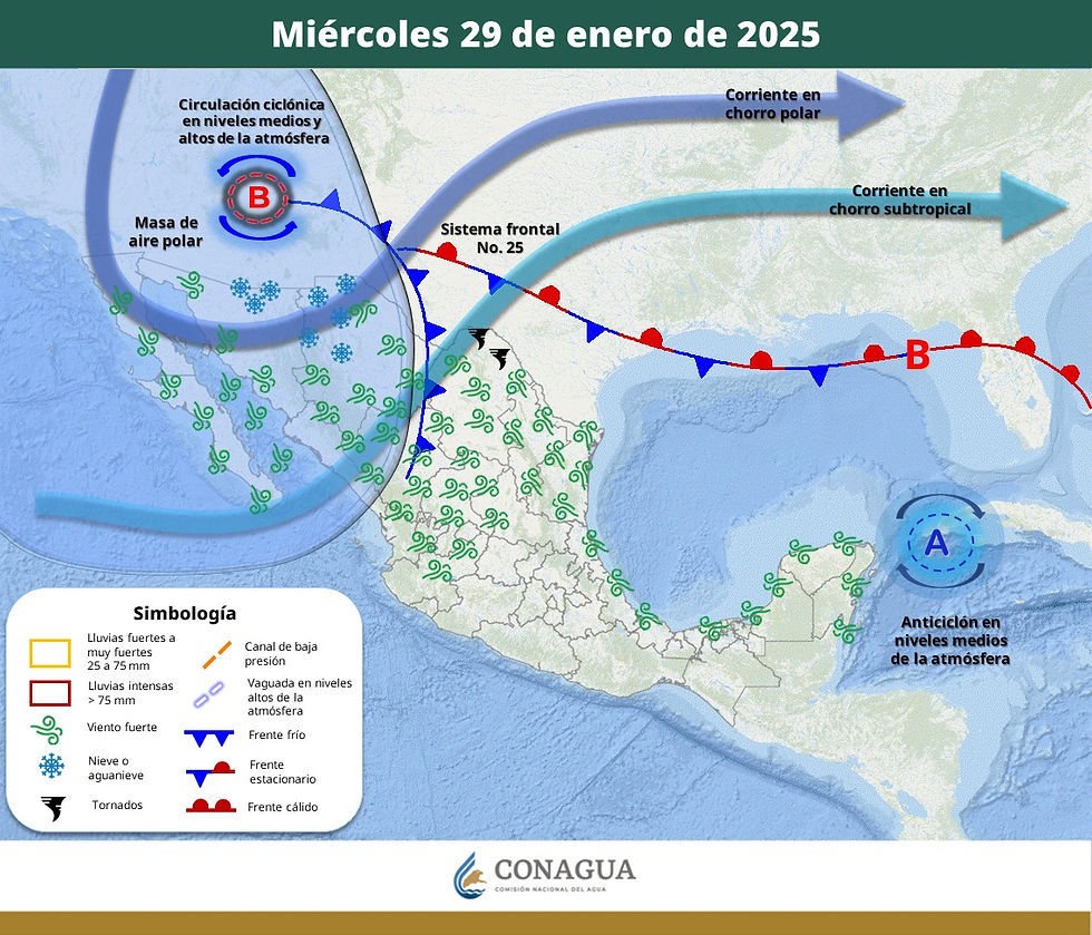 El frente frío mantiene mínimas bajo cero en el norte del estado y vientos fuertes en varias regiones.