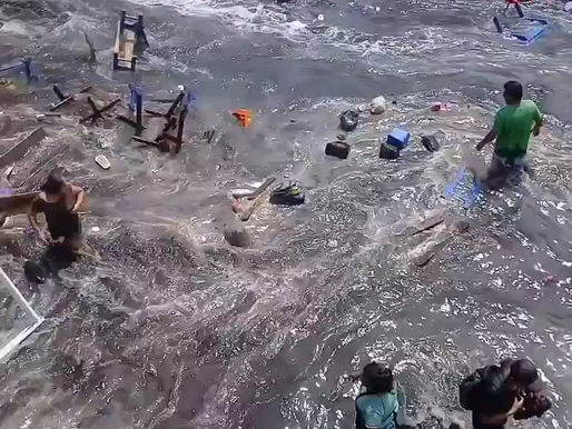 Evacuación en Playa El Majahual (Lago Ilopango, El Salvador) tras lesiones por olas vivas