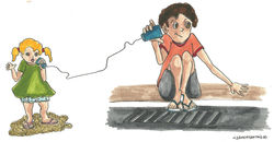 "Telefone sem fio" Ilustração para livro didático